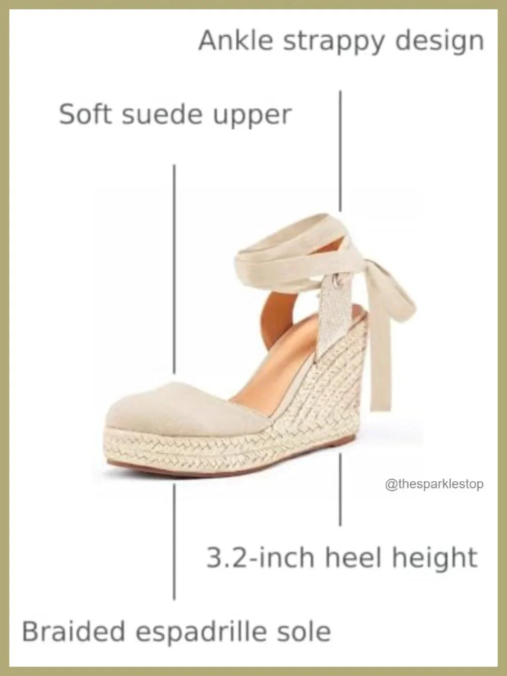 Womens Suede Espadrille Wedge Sandals Lace Up Ankle Strap Closed Toe Boho